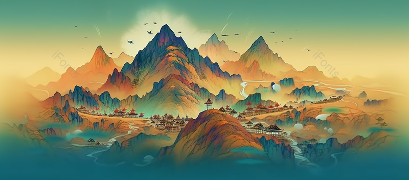 复古山峰山脉山水国画背景图,插画/手绘图,插画/手绘图库,插画/手绘图下载,插画/手绘